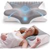 WAVVE Cuscino Cervicale 2 in 1 Memory Foam, Cuscino Ergonomico per Supporto al Collo, Antirussamento e Apnea Notturna, per Dormire di Lato, Schiena e Pancia, 60x38x11/13 cm, Grigio