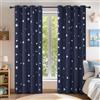 Deconovo Tende Oscuranti Termiche Isolanti con Stelle Stampate per Soggiorno e Camera da Letto Moderne Interni 2 Pezzi con Occhielli, 117x138 CM, Blu Navy