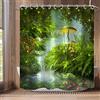 Bovlleetd Tenda da Doccia Fantasia Bosco Incantato 152x183cm Paesaggio Naturale con Piante Verdi Foglia di Loto Pietra Fungo Impermeabile Lavabile in Poliestere con 10 Ganci per Bagno Vasca da Bagno