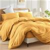 SSW HOMES Set copripiumino super king size (ocra), 3 pezzi, in microfibra spazzolata, tinta unita, con chiusura a bottoni, include 1 copripiumino e 2 federe