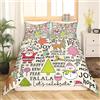 Homemissing Set di biancheria da letto di Natale, Babbo Natale, copripiumino per bambini, ragazzi, ragazze, decorazione, cervo, copriletto beige, pupazzo di neve, biancheria da letto per camera da