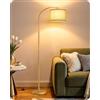 EDISHINE Lampada da Terra Soggiorno, Testa Orientabile, Verde Salvia & Oro | Struttura in Metallo & Paralume in Tessuto, Attacco E27, Lampadina LED 2700K Bianco Caldo Inclusa, per Camera da Letto