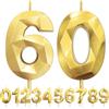 LFWZRY 60° Candele di compleanno, Compleanno Candele Torta Oro, Candela numero 60, 3D Candele con numeri da 5cm, Compleanno Torta Topper Decorazione per Feste di Compleanno Matrimonio Anniversario