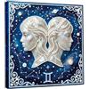 CXINLky Perline Art Painting, 5D 12 segno zodiacale, set con cornice per foto e utensili per cornice, decorazioni per la casa, 25 x 25 cm, 03 gemelli