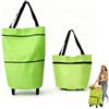 ELMVAR Borsa trolley pieghevole per la spesa, carrello 2-in-1, borsa con ruote portatile e richiudibile per supermercato e lavanderia, in tessuto Oxford impermeabile (Green)