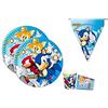 Zeus Party Kit Coordinato Tavola Sonic per 16 Persone Piatti Bicchieri festone