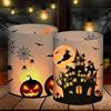 BOYATONG 12 lanterne da tavolo per Halloween, decorazione da tavolo, zucca, pipipistrello, strega, ragnatela per interni ed esterni, giardino, per feste di compleanno, per candeline o candele