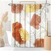 Uiiooazy Tenda Doccia Antimuffa, Tenda da Doccia 180x220cm Rossa Boho Chic Tropicale Astratta Foglie di Palma Verde Oro Tende da Bagno Tessuto Lavabile Impermeabile Tende Vasca da Bagno con 12 Anelli