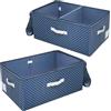 Amonsen Set di 2 contenitori rigidi pieghevoli con cerniera su 3 lati | scatole in plastica resistente, divisorio rimovibile, 60 l, per indumenti pesanti, biancheria da letto, cuscini, blu navy