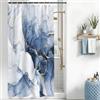 Uiiooazy Tenda Doccia Antimuffa 120x200cm Effetto Marmo Blu Navy Gradiente | Tenda da Doccia Sfumata Blu Grigio Moderna Impermeabile Tessuto in Poliestere Lavabile per Vasca da Bagno con 8 Anelli