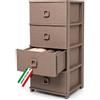 BAKAJI Cassettiera in Plastica Multiuso con 4 Cassetti, Organizer Portaoggetti in Polipropilene Robusto e Resistente, Mobile Multiuso da Bagno, Cucina, Balcone 37 x 37.5 x 80 cm, Tortora