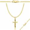 Zelya Collana in argento placcato oro con ciondolo a forma di croce 925 585 - 2 mm, da uomo e da donna, con incisione e confezione regalo, 70 cm, Argento, Nessuna pietra preziosa