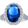 Bling Jewelry Personalizza Anello di Fidanzamento in Stile Vintage Estate Cocktail 6CT Halo AAA CZ Simulato Zaffiro Blu Ovale Solitario per Donne in Argento Sterling .925 con Pietre Laterali Pave Personalizzabili