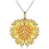 HOOHWE Collana con ciondolo in argento Sterling con ciondolo a forma di girasole, con ciondolo a forma di girasole, gioiello per donne e ragazze, Argento sterling