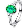 Bellitia Jewelry Anello da donna in Argento Sterling 925 con Smeraldo/Rubino/Ametista/Zaffiro Simulato, Anello con Pietra Natale a Forma Ovale, Gioielli da donna