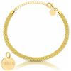 ZELYA Bracciale in argento 925 placcato oro - larghezza 5 mm bracciale da donna oro 585 14 K, 17 - 20 cm a scelta, oro massiccio 925/585, incisione personalizzabile, in confezione regalo