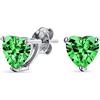 Bling Jewelry Orecchini A Perno Con Solitario A Forma Di Cuore In Zircone Cubico Verde Da 1 Carato Aaa Per Donne Simulato Smeraldo In Argento Sterling .925 7 MM