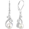 JO WISDOM Orecchini Infinito a Libellula Argento 925 Donna con 3A Zirconia Cubica,Orecchini di Perle d'Acqua Dolce da 8 mm per le Ragazze delle Donne