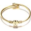 LSxAB Braccialetto iniziale con lettera A-Z in oro, bracciale rigido a cuore, personalizzato con nome, bracciale a ciondolo espandibile per donne e ragazze, regalo di compleanno, 2.2 inch, Acciaio