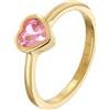 trendor Anello da donna con zircone rosa, argento 925 placcato oro | Anello in argento sterling placcato oro, anello con zirconi rosa, anello a cuore con pietra anello con zirconi design a cuore