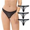 Varsbaby Mutandine da Donna Sexy Trasparenti Perizoma in Rete Perizoma Intimo a Vita Bassa, Confezione da 3
