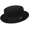 NociHah Pork Pie Fedora Uomo Donna a Tesa Corta, Piatto in Feltro Lana, Cappello da Barca Panama, Taglia S-M, Nero, M