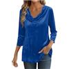 Generic Top in velluto da donna con maniche a 3/4 con collo ad anello eleganti camicette da donna casual eleganti magliette primaverili autunnali camicie a tunica in velluto vintage lavoro ufficio patry tee