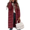 Vancavoo Piumino Lungo Donna Cappotto Invernale Trapuntato con Cappuccio | Giubbotto Caldo Idrorepellente con Zip e Bottoni Automatici, Spacchi Laterali con Zip e Tasche Oblique