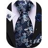 Barry.Wang Cravatta floreale con fiore spilla da uomo in seta cravatta tascabile gemelli quadrati set formale festa di nozze affari
