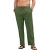 Aisprts Pantaloni Lino Uomo Pantaloni Estivi Casual Loose Fit con Vita Elasticizzata e Coulisse, con Tasche per Mare Vacanze e Uso Quotidiano