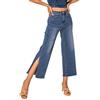 Nina Carter Art. Q1867 & Q1868 Jeans da donna Flared Cropped Capri Blu scuro (Q1868) XS