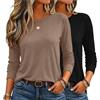 Zeagoo Maglietta Donna Manica Lunga Basic Girocollo Maglia Autunno Inverno | Maglietta intima morbide, per tutti i Giorni, Ufficio, Tempo libero, Confezione da 1 o 2 pezzi