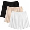 Runup Biancheria intima da donna in cotone modale a vita alta, pantaloncini anti sfregamento da donna, comodi per dormire a doppio scopo, biancheria intima protettiva in bianco, nero e pelle, Nero,