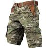 Generico Pantaloncini Cargo Uomo Tattici Militari Bermuda Mimetici con Tasconi Laterali, Pantaloni Corti in Cotone Resistente per Outdoor, Trekking e Softair, Design Digital Camo, Taglio Regolare