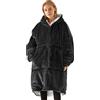 RITOSTA Felpa con Cappuccio Donna Oversize Pullover Blanket Hoodie Manica Lunga Gigante Super Morbida Calda e Confortevole Coperta con Tasca Sweatshirt Cappotto（Nero,Taglia Unica）