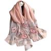 LumiSyne Sciarpa Di Seta Di Gelso Foulard Chiffon Donna Delicato Ricamo Di Rosa Tulle Trasparente Leggero Morbido Sciarpa Lunga Scialle Di Protezione Solare Stole Primavera Autunno