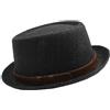 SOENS Uomo Donna Paglia Pork Pie Cappelli Trilby Cappelli Fedora Cappellini Estivi Paglietta Spiaggia Viaggi all'aperto Taglia US 7 1/4 UK L(Black)