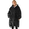 Vancavoo Felpa Donna Coperta con Maniche Felpa con Cappuccio Oversize Uomo Gigante Blanket Hoodie Fleece Sweatshirt Cappotto con Cerniera Tasca,Nero