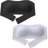 Happy Cherry Reggiseno a Fascia Ragazza Bambina Senza Spalline Bandeau Bra Traspirante Senza Cuciture Brarette Invisibile 2 Pezzi Blu Chiaro+Nero L 36/80