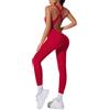 DAIHAN Tuta Intera Donna Sportiva Senza Maniche Jumpsuit Aderente Completo per Yoga Palestra Abbigliamento Tutina Sportivo Monopezzi Tutina Eleganti Lunghe,Rosso,M