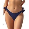 SHEKINI Donna Slip Bikini Perizoma Brasiliano Nuoto Tronchi Sexy alla Ties-up Costumi da Bagno Chic Tanga da Donne Vita Bassa Cheeky Fondo Bikini da Spiaggia（S,B-Blu Scuro）