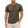 Generic DENGJIAMY Henley Camicie da uomo tinta unita con bottoni girocollo, Verde, XL