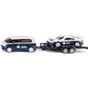 Siku 2569 VW ID. Buzz con Porsche 911 GT3 RS, 1:50, rimorchio con funzione di inclinazione, portellone posteriore/porte apribili, carrozzeria in metallo, rosso, set di trasporto auto sportive