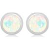 Amazon Essentials, Orecchini a lobo in argento Sterling con pietra natale di ottobre (opale sintetico cabochon)