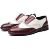 Ninepointninetynine Scarpe Eleganti da Uomo Stringate Brogue Punta ad Ala in Rilievo Scarpe Oxford in Pelle vegana Bicolore Suola in Gomma Antiscivolo Tacco Largo Antiscivolo Parte Bassa