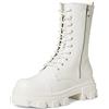 DREAM PAIRS Stivali Combat Donna Metà Polpaccio | Punta tonda, zip laterale, lacci frontali, suola TPR, tacco 5 cm per escursioni e vita quotidiana.