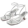 DREAM PAIRS Sandali Infradito Tacco Basso Donna | Tacco Basso 6.5 cm, Punta Quadrata Aperta, Infradito con Cavigliera Regolabile, Soletta Lattice 4mm per Matrimoni e Feste