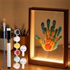 Silkwish Set di impronte di mani per la famiglia con luce notturna a LED, set per impronte dei piedi, set famiglia con 4 piastre PS, cornice in legno per fai da te, regalo per coppie, colori atossici