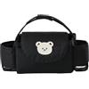 Hiseng Borsa Organizer per Passeggino Universale Borsa Passeggino Organizer Fumetto, Tracolla, Grande Capacità Scomparti Multipli Borsa Fasciatoio per Carrozzina (Orso nero,35x15x11cm)