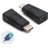 PENGCHE Adattatore da spina Type-C a mini USB a 5 pin, interfaccia USB-C, compatibile con telefoni cellulari/computer/fotocamere digitali/lettori MP3, 2 pezzi, supporta ricarica e trasferimento dati